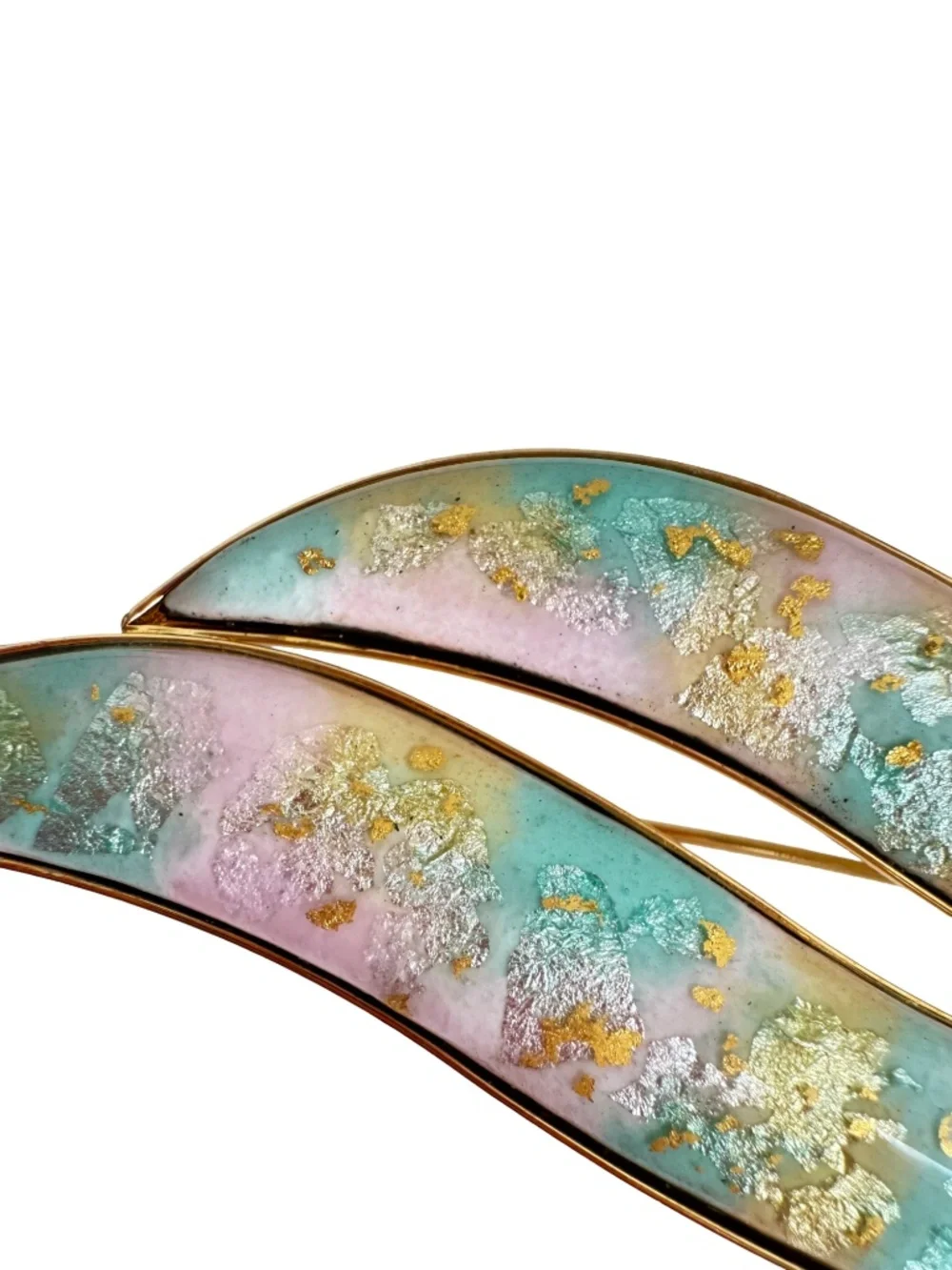 Vintage Japanese Cloisonne Brooch Pendant Pastel Enamel Abstract Gold Tone Pin